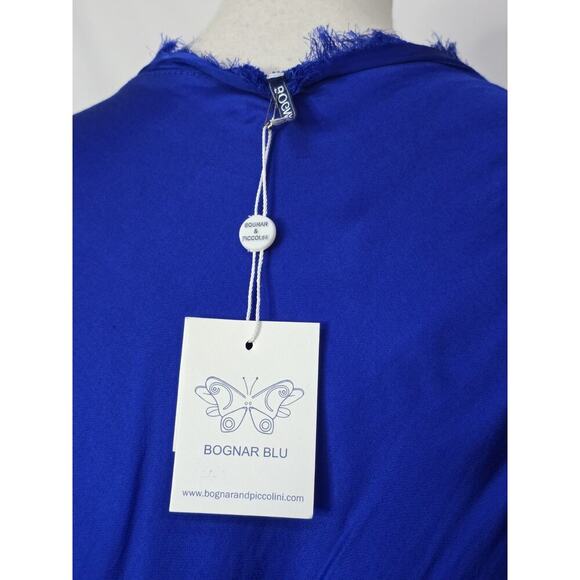 Bognar Blu Women's Round Neck Fringe Sleeveless Workwear Blouse Blue Size S - Picture 4 of 6